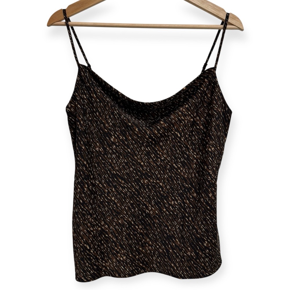 Banana Republic Factory Zebra Leopard‎ Print Drape Neck Satin Camisole Small NWT